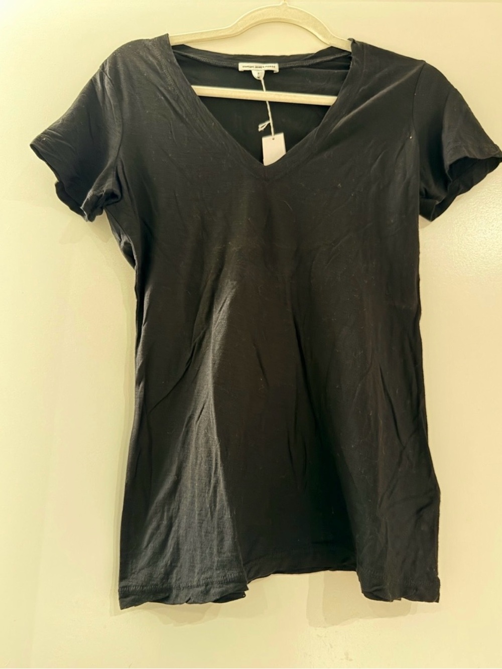James Perse, Women’s Black V-Neck Tee, Size 3